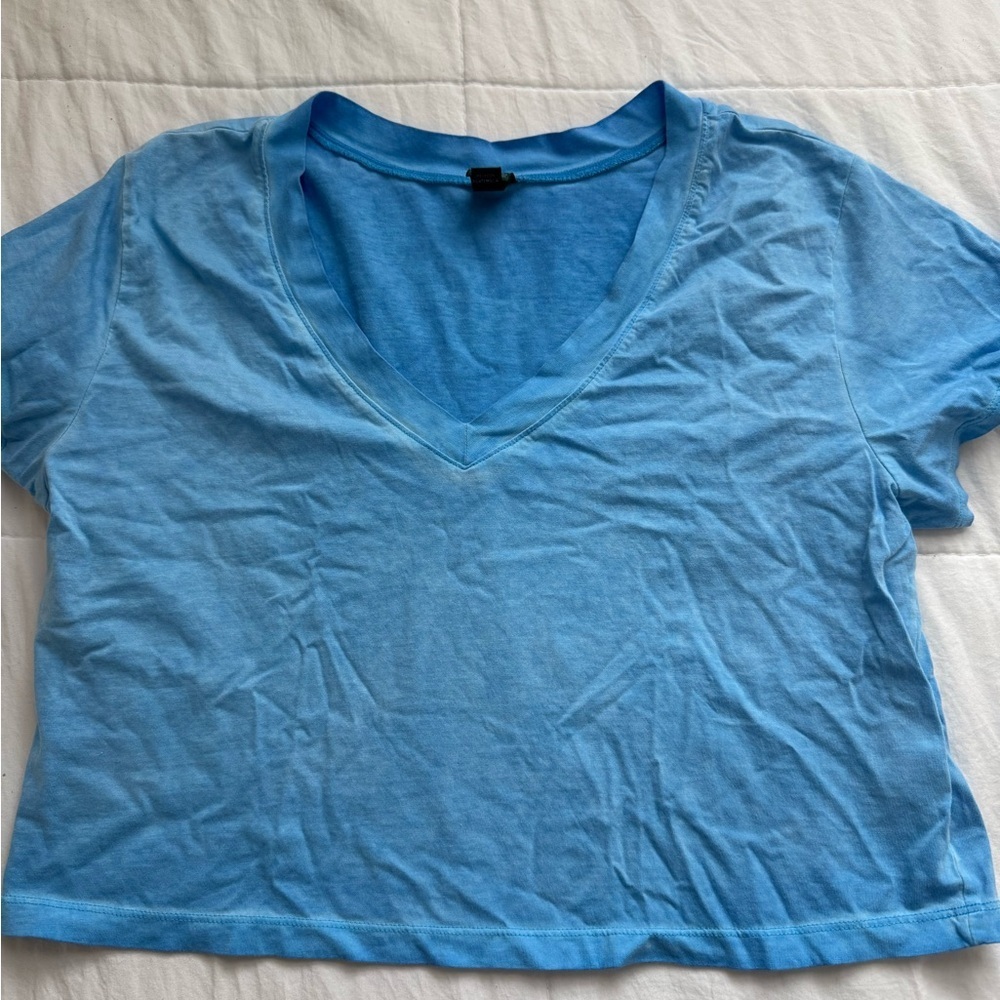 Wild Fable Blue V-Neck Cropped Top